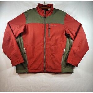 Eddie Bauer 365 Jacket Coat Men’s Large Softshell Outdoor Orange Brown Gray READ